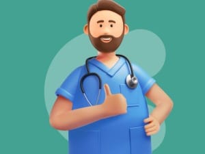 A picture of a male healthcare System C character giving a thumbs up.