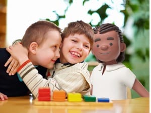A picture of 2 children with a System C child social care character.