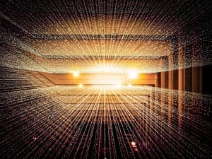 A picture showing data in a futuristic style.