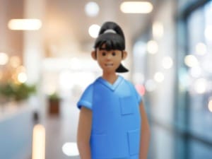 A female System C care worker character in a care setting.