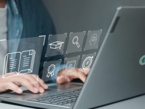 A picture of a management solution on a System C branded laptop.