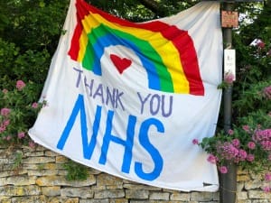 A picture of a homemade banner thanking the NHS.