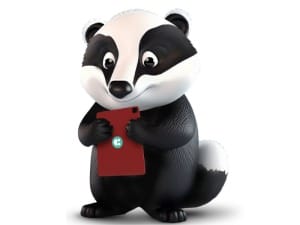 A picture of the BadgerNet Badger holding an electronic device.