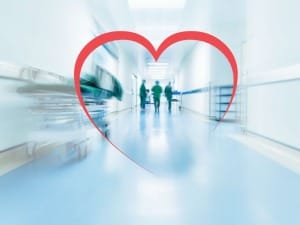 A picture of a care setting with a love heart around it.
