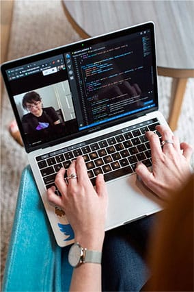 working on a laptop