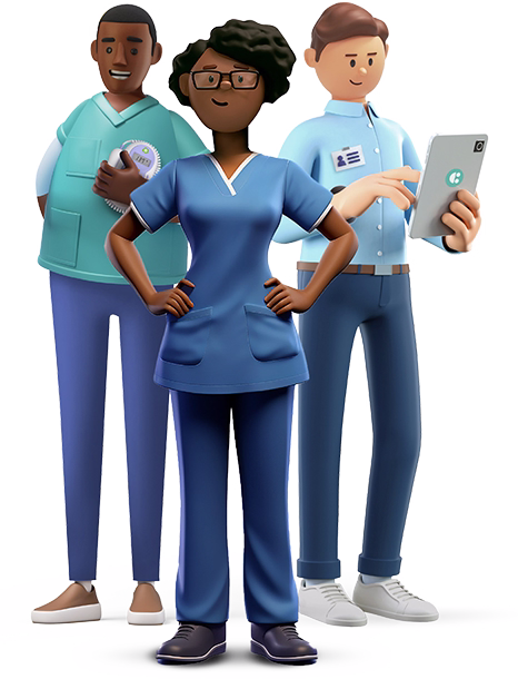 three System C healthcare characters.