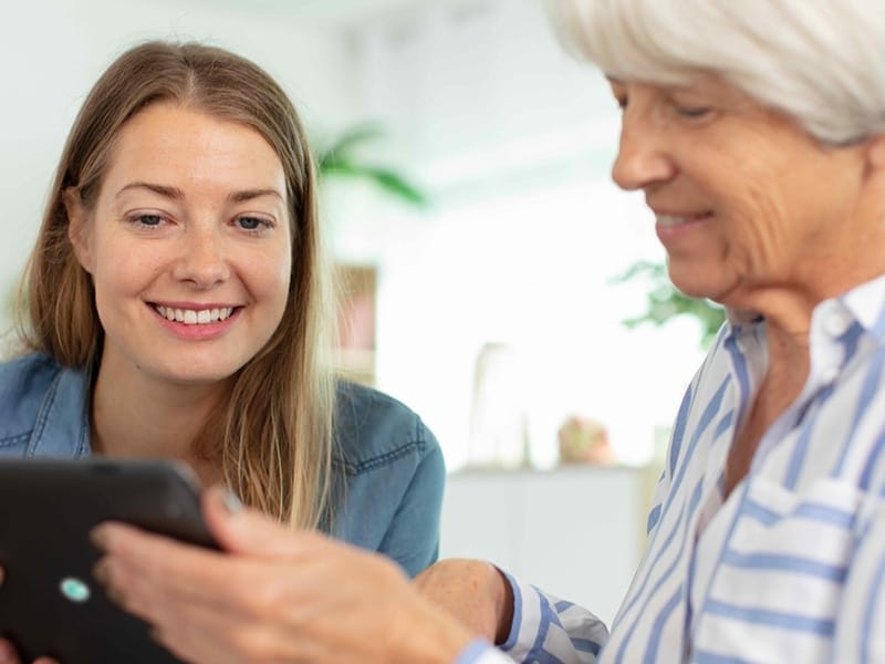 Elderly parent with daughter