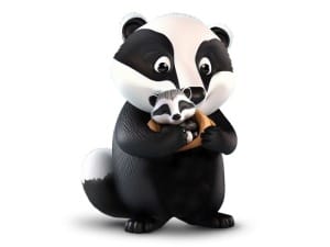 A picture of a the BadgerNet Maternity Badger holding a baby Badger.