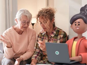 A System C character providing support to two individuals.